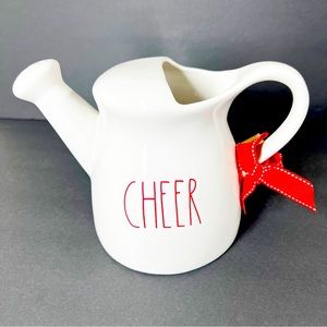 NWT RAE DUNN Magenta CHEER Watering can pitcher NWT New gift tag ribbon‎ Holiday